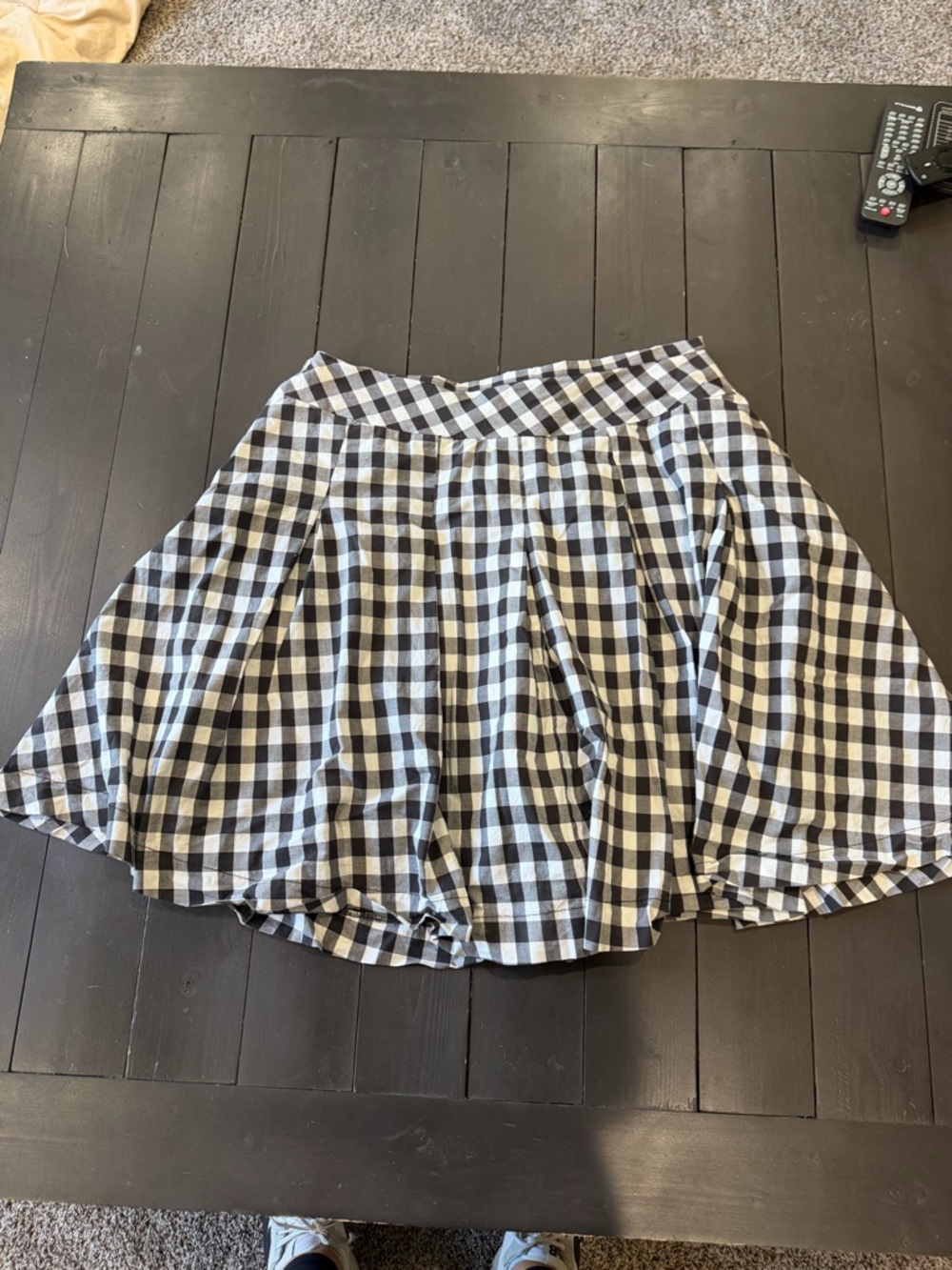 Benetton vintage Black and White Gingham Flared Women's Skirt size 14